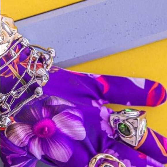 ALEXIS BITTAR • Green Silver Crumpled Chunky Chunky Pyramid Relic Ring 6 3/4 - Picture 9 of 15